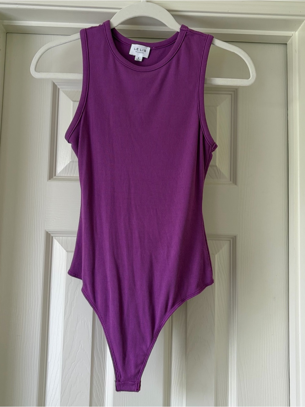 Le Lis Purple Ribbed Sleeveless Bodysuit